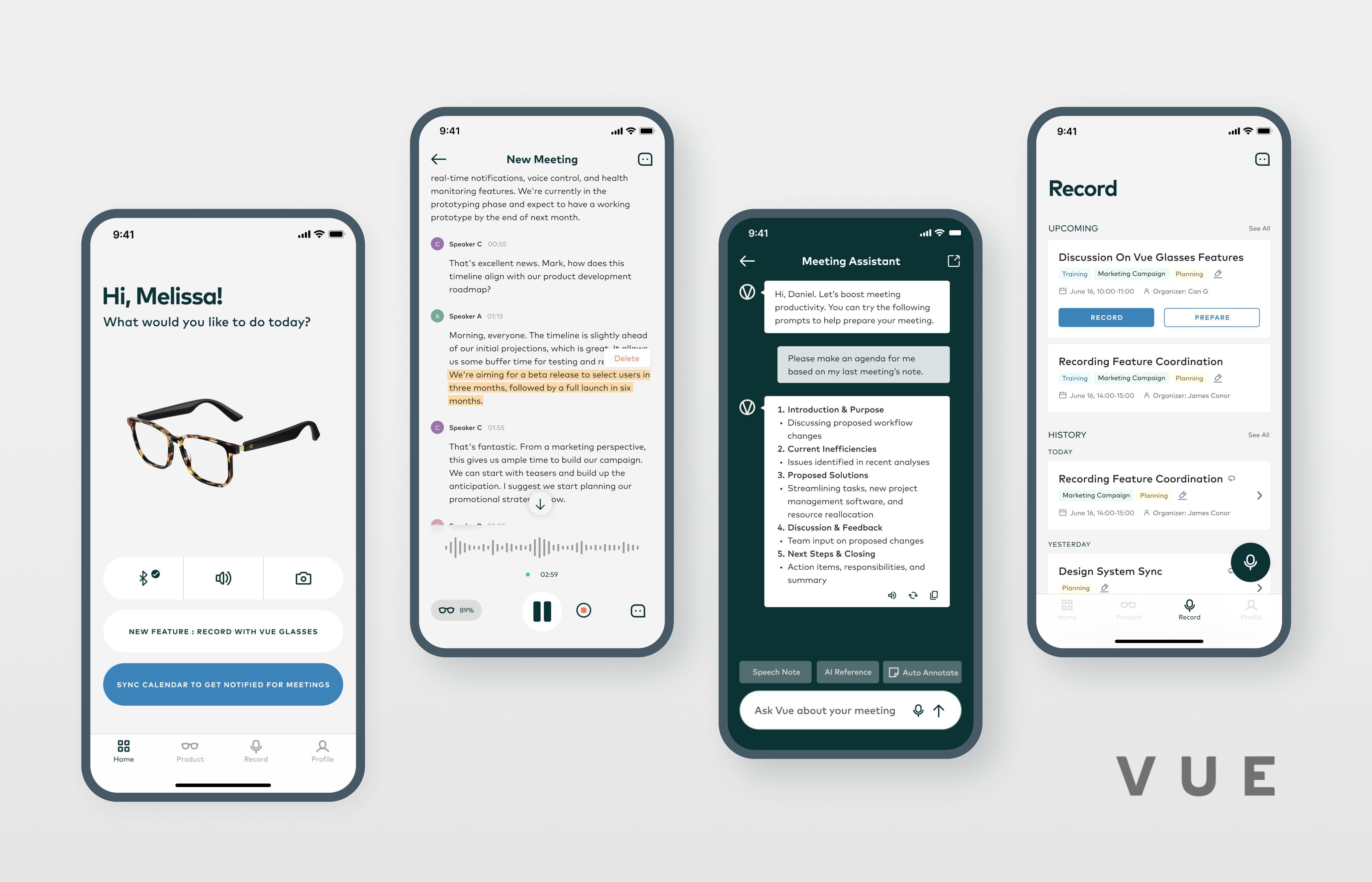 VUE Meetings — product design preview
